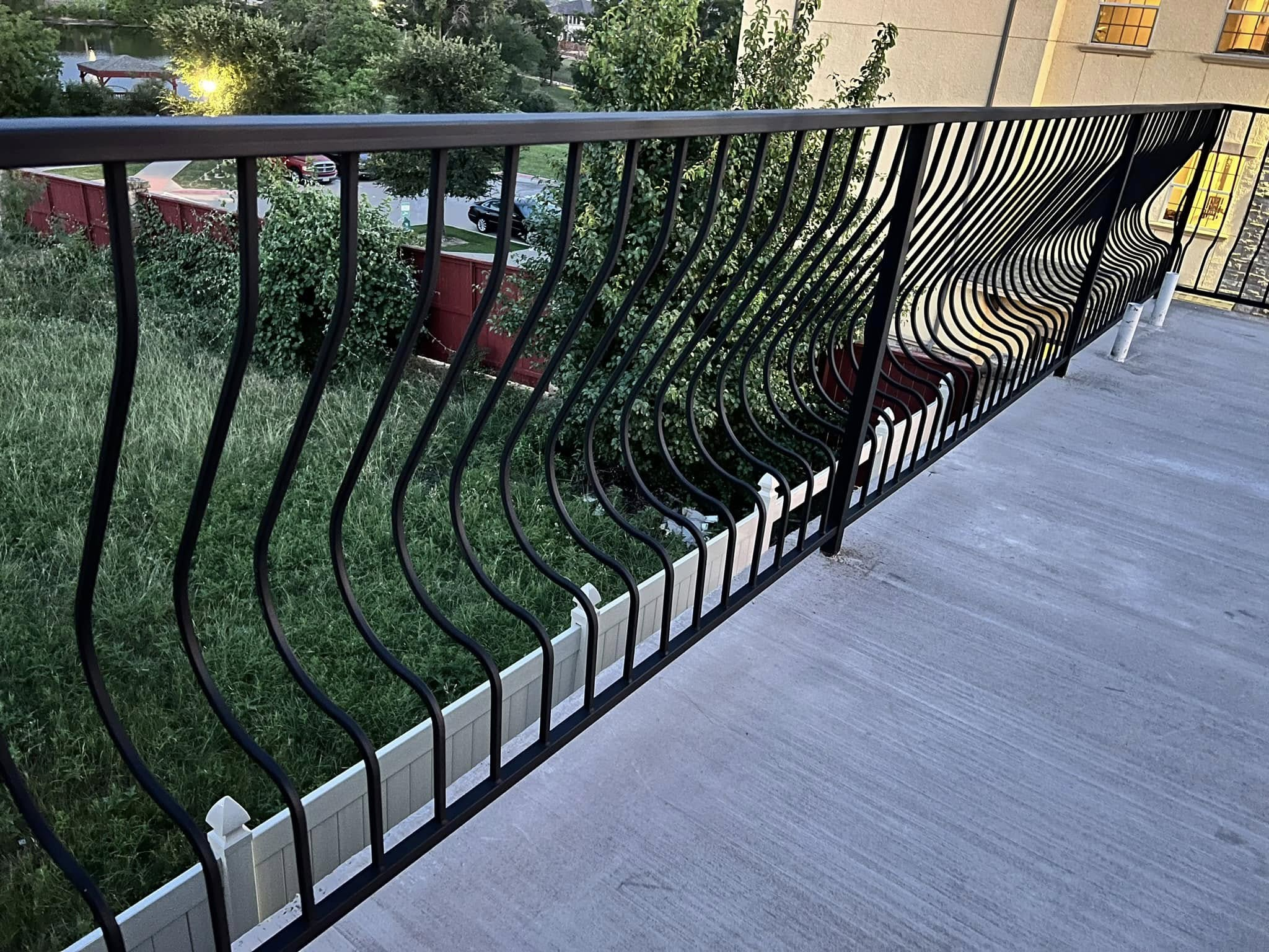 Balcony railing with wave pattern
