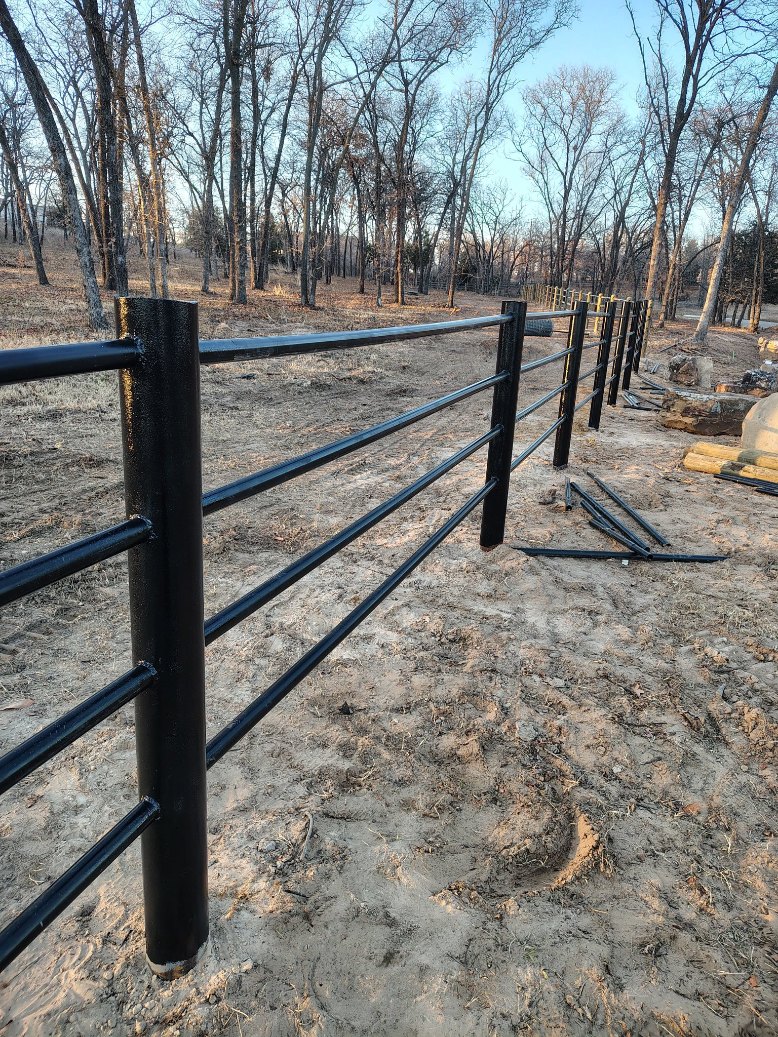 Iron pipe fence installation